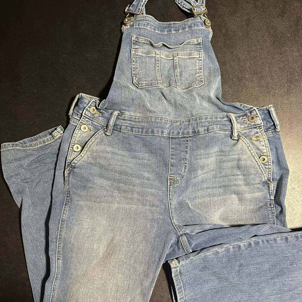 Torrid Denim First At Fit Bib Overalls Medium Wash Size 12